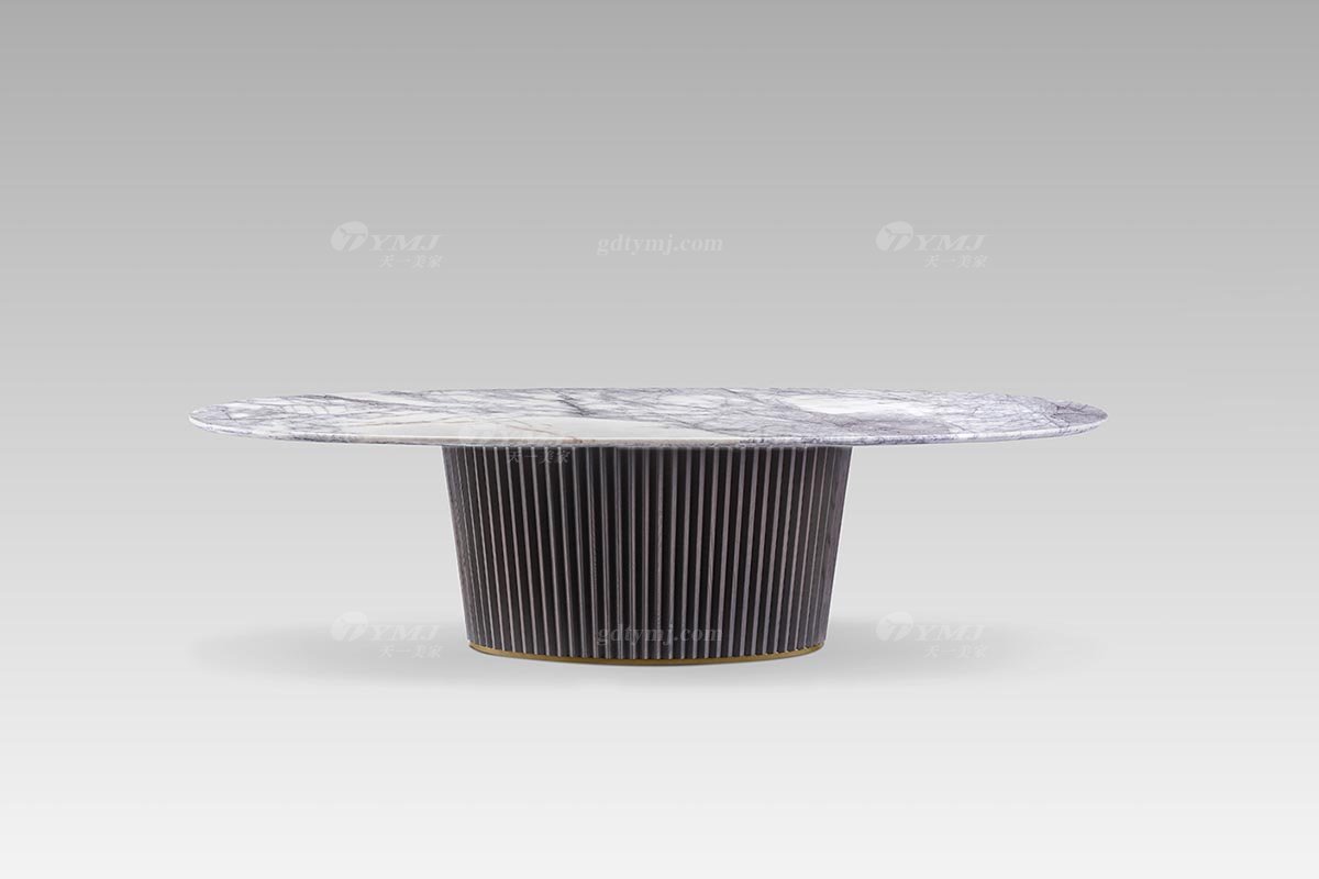 現代輕奢別墅豪華家具時尚高級大理石面+灰橡餐桌